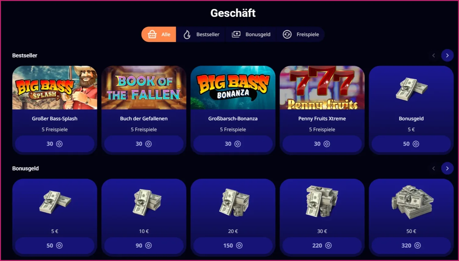 LastingWinz Casino Bonus-Shop